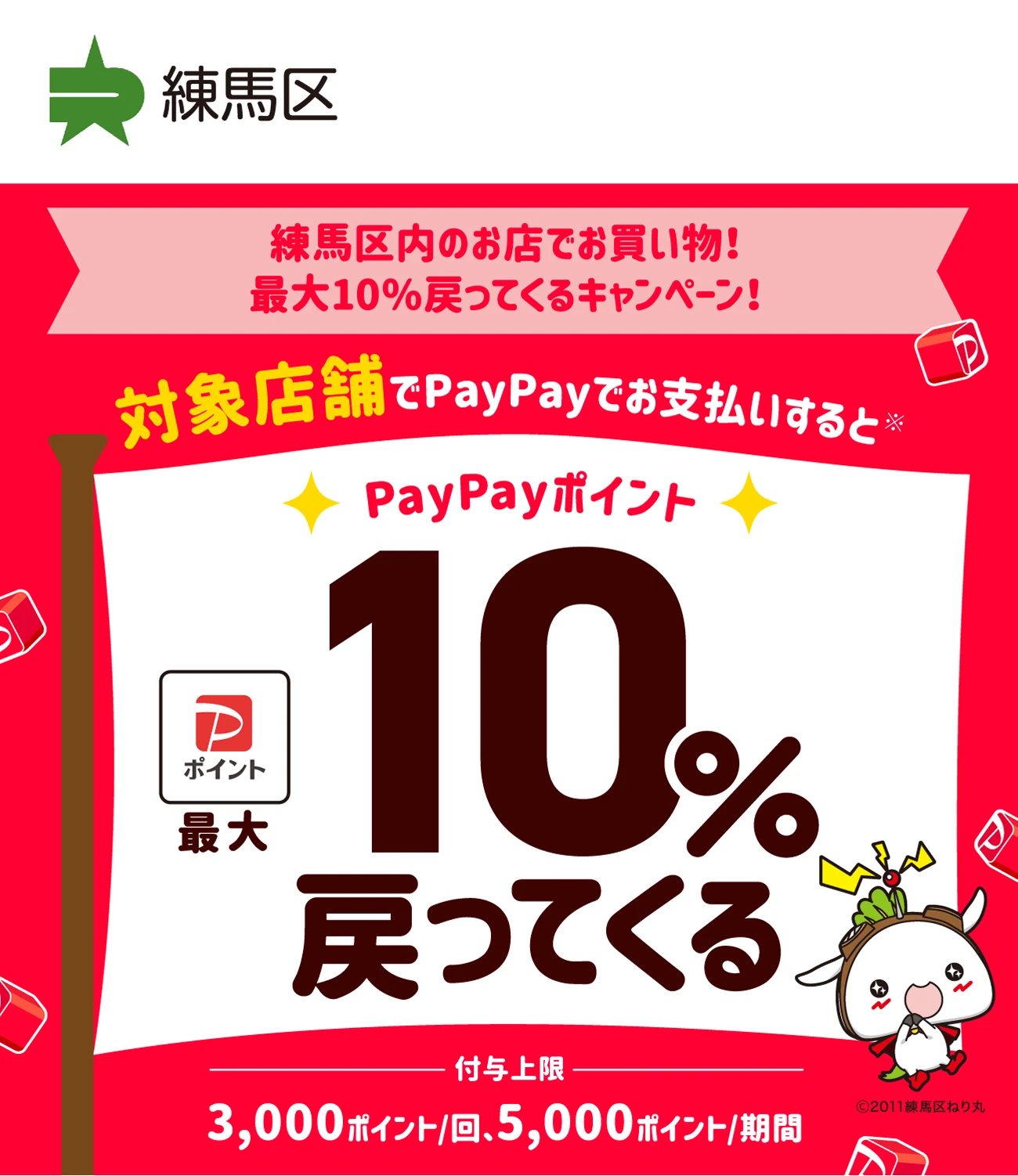 練馬区内のお店でお買い物！最大10％戻ってくるキャンペーン！